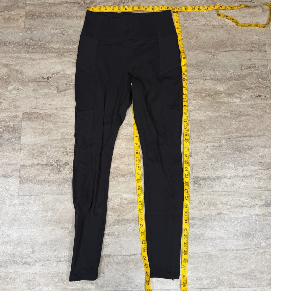 Athleta Delancey Moto Tight Black High Rise Leggings Ankle Zip Small - Picture 3 of 6